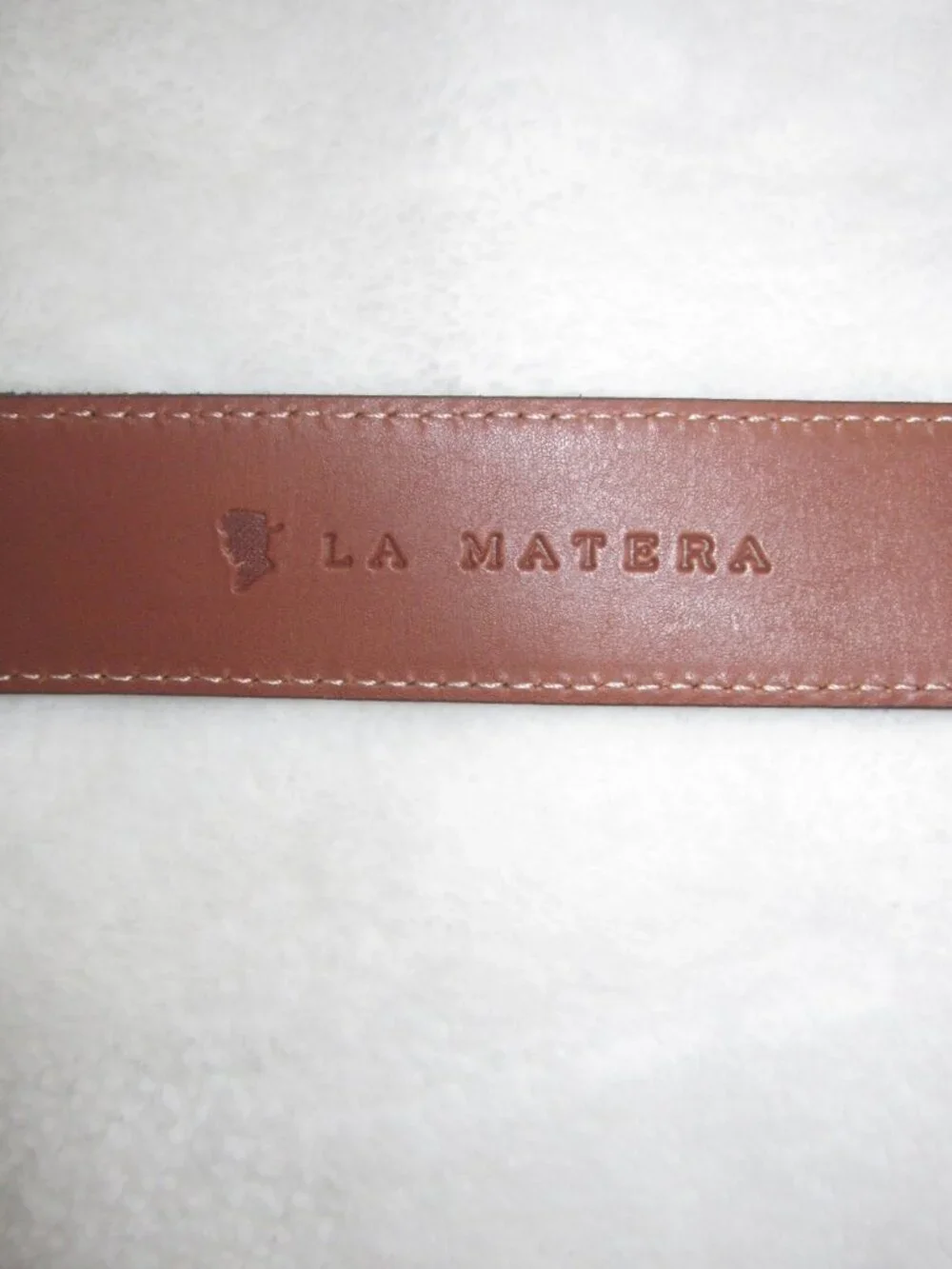 Brown Leather & Navy Patterned Men's Belt